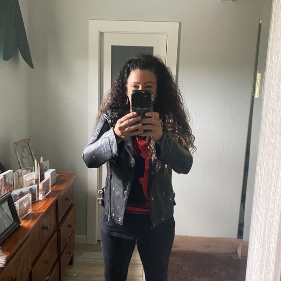 NWOT NEVER WORN Black REAL LEATHER Slim Fit Quilted Motorcycle Biker Jacket - Picture 7 of 10